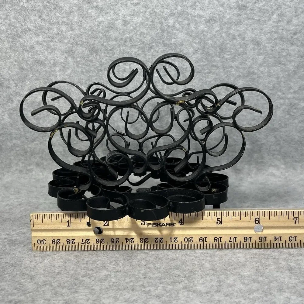 Vintage Black Metal Swirl Scroll‎ Napkin Letter Holder Wrought Iron ? Organizer